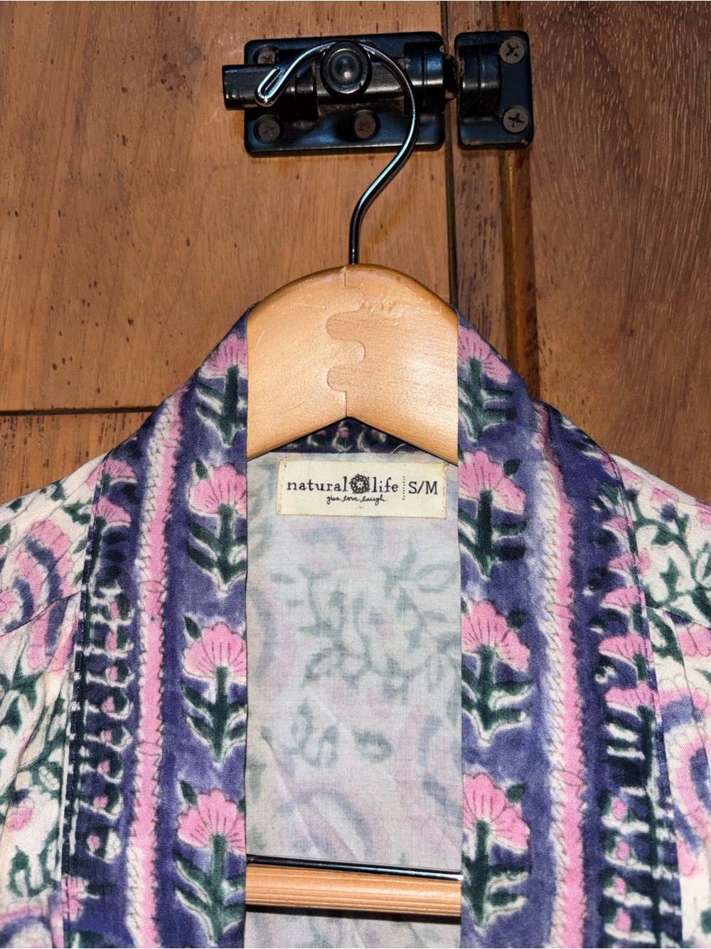NATURAL LIFE Pink and Purple Floral Open Front Kimono Duster - Picture 3 of 4